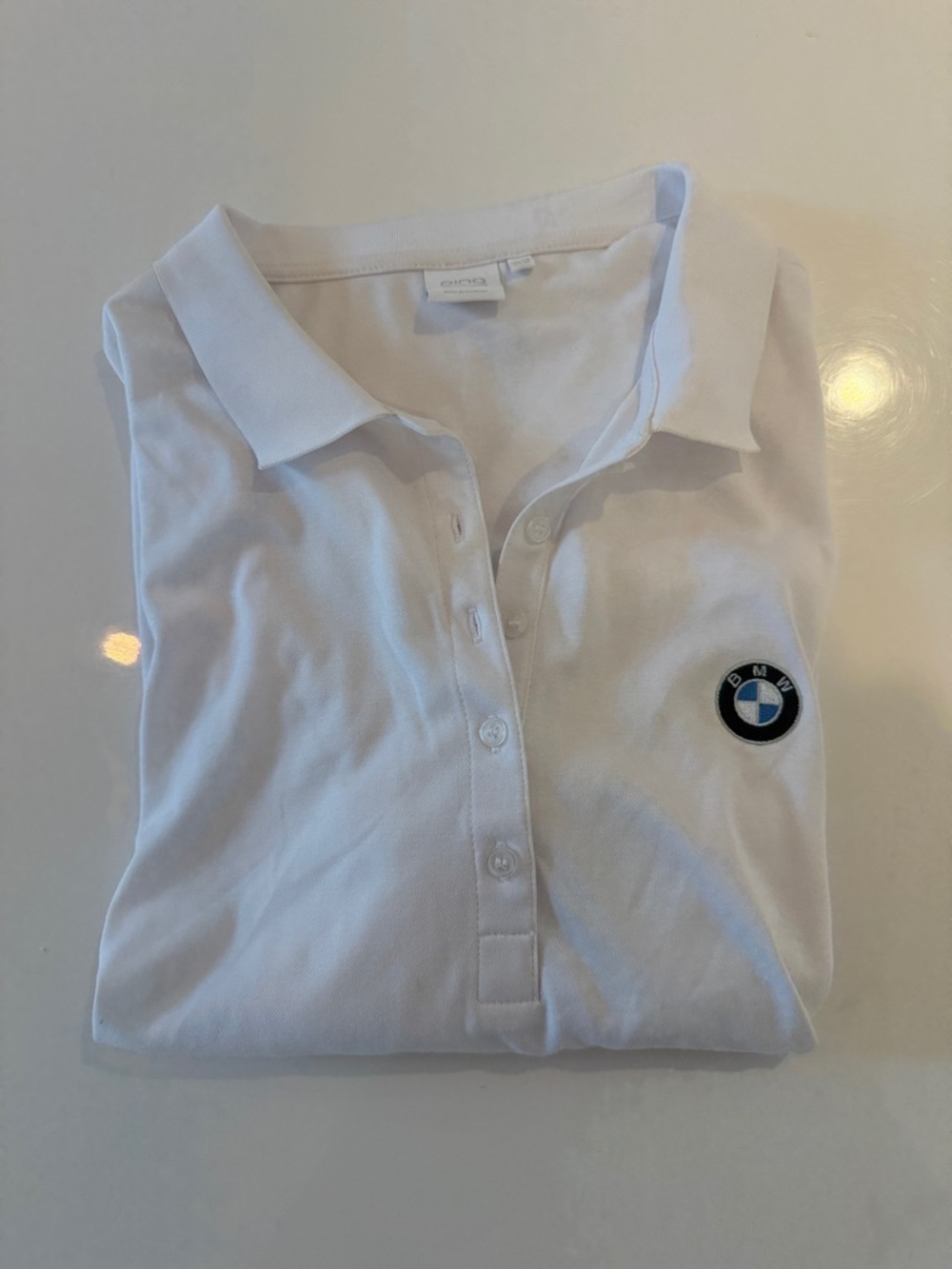 BMW White Polo with Roundel Chest Emblem